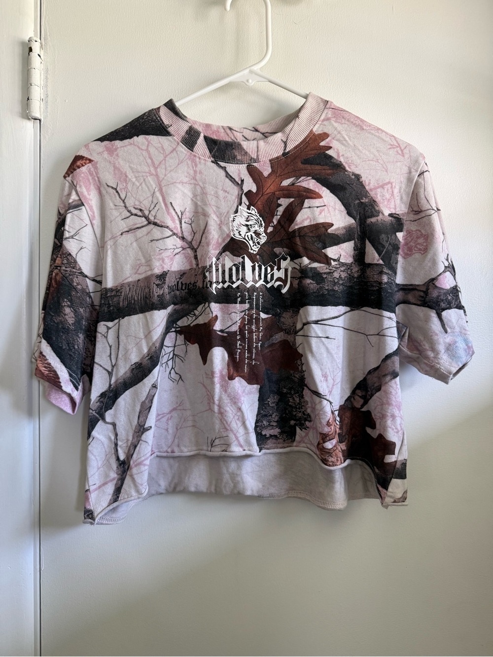 Darc Sport Pink and Brown Camouflage Crop Top, Size Large